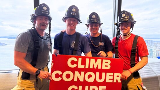 The PCFD at the top of Columbia Tower for the Annual Seattle Fire Fighter Stair Climb. From left to right:﻿ Keaton Williamson, Dave Horning, Bryson Allison, and Johnny Price