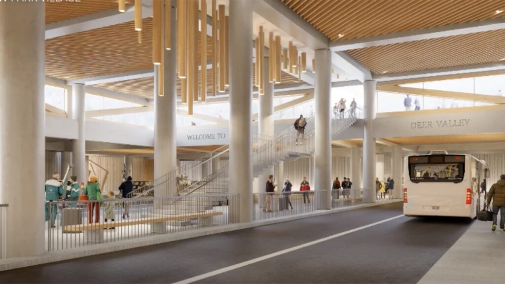 A rendering of Deer Valley's proposed new transit center at Snow Park.
