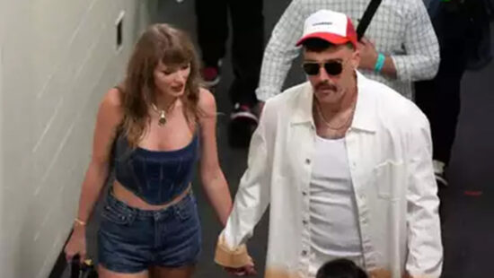 Taylor Swift and Travis Kelce hold hands after the Chief's season-opening game in September 2024.