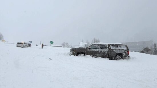 The scene on SR-210 after an avalanche hit three cars traveling between Alta and Snowbird Tuesday evening.