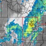 HRRR model satellite and radar image showing the strong cold front arriving overnight.