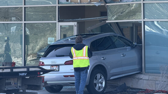 A car crashed through the main entrance of the Park City Visitor's Center Wednesday afternoon.