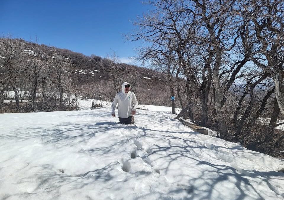 Basin Trails reports there is still a lot of snow at the top of Flying Dog.