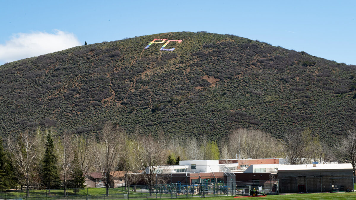 The PC on PC Hill wrapped in Pride colors on Wednesday, May 7, 2025.
