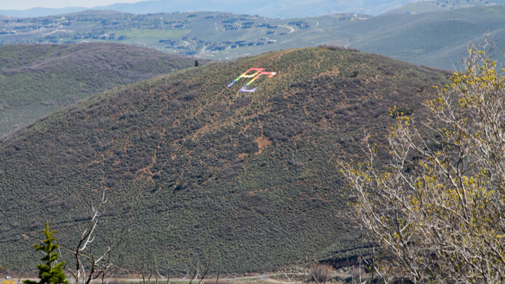 The PC on PC Hill wrapped in Pride colors on Wednesday, May 7, 2025.