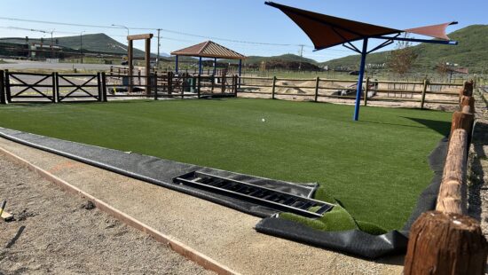Dog park at Quinn's Jct. getting turf put down and trees put up.