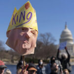 People take part in the "No Kings" protest on Presidents Day in Washington D.C. on Feb. 17, 2025.