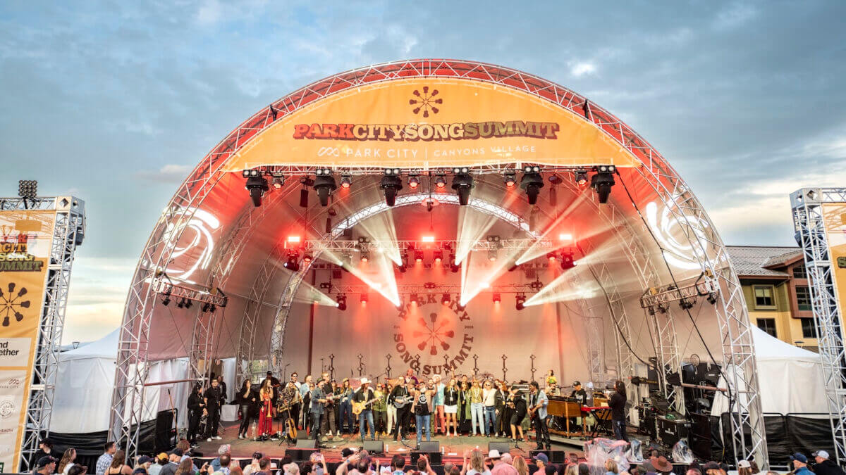 Musicians perform on the main stage during the Park City Song Summit at Canyons Village in Park City, Utah, in 2024.