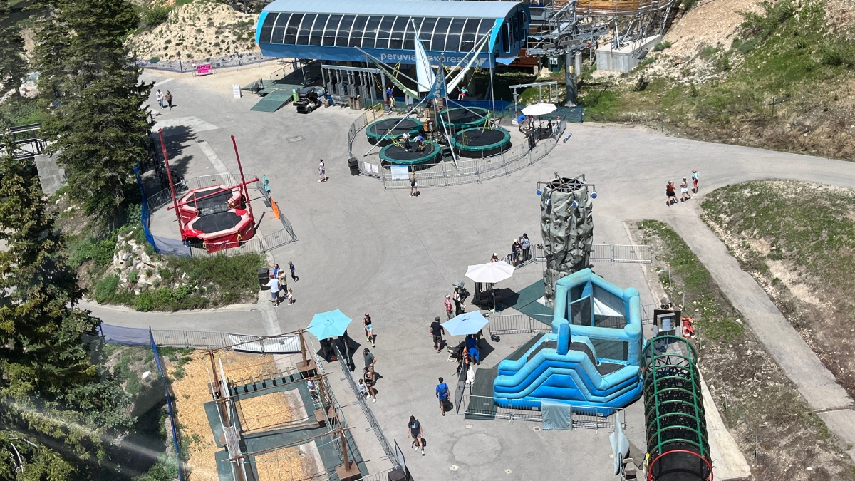 Snowbird aerial of kid activities.