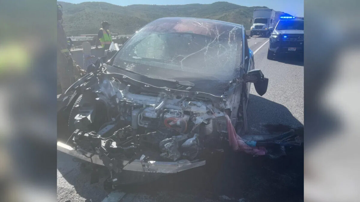 The wreckage of a crash that occurred on I-80 Thursday near Jeremy Ranch.