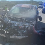 The wreckage of a crash that occurred on I-80 Thursday near Jeremy Ranch.