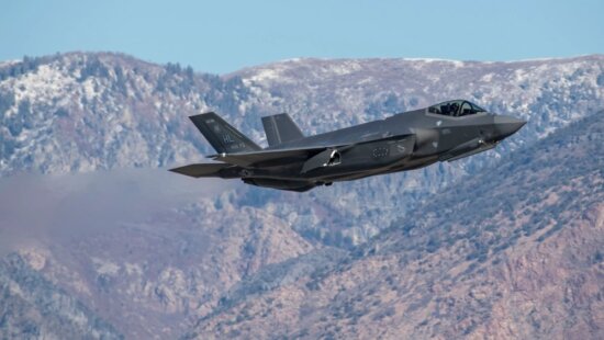An F-35A Lightning II takes off from Hill Air Force Base.