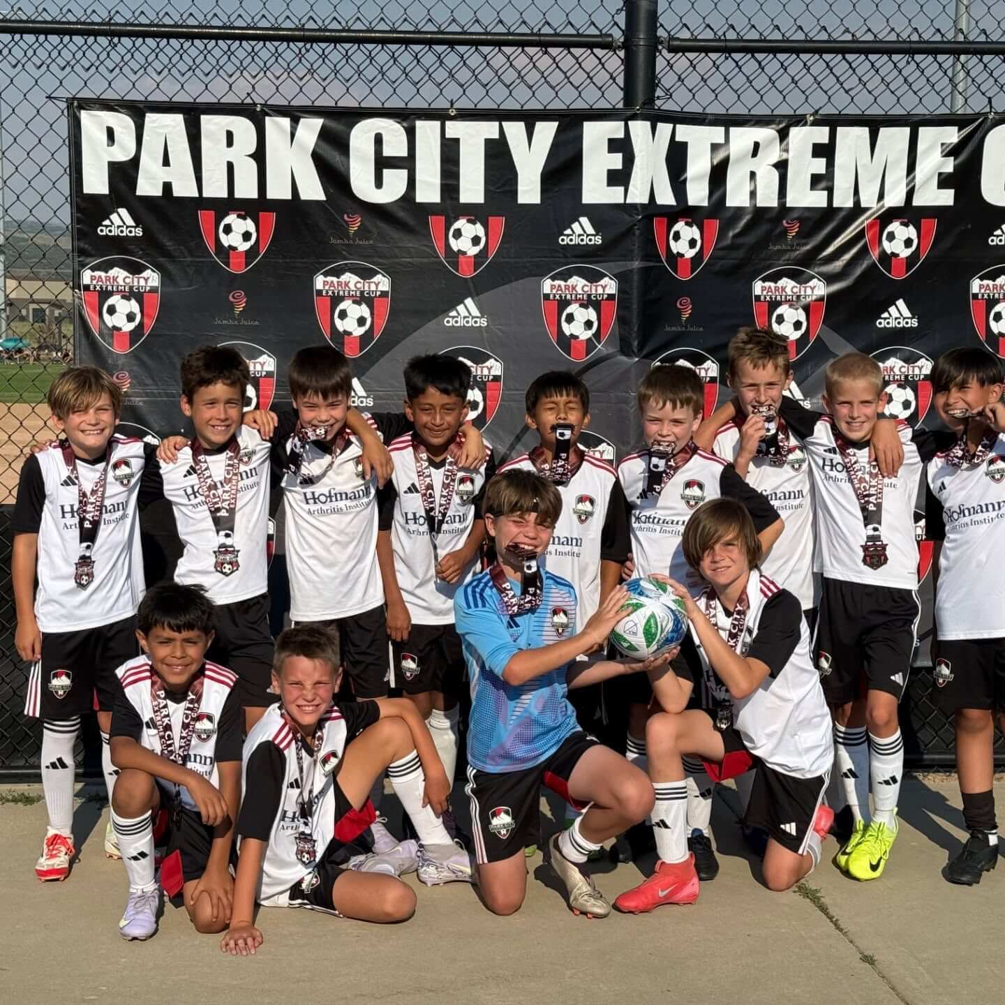 Park City Soccer Club Extreme Cup gender/age group winners.