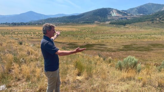 Aldy Milliken shows the new Kimball Art Center land site.