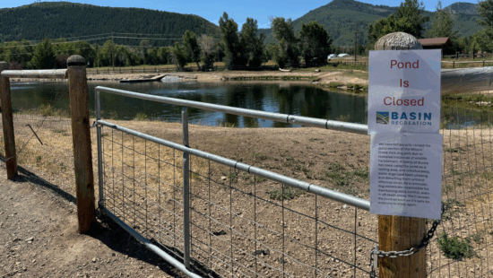 Willow Creek pond is currently closed to park users.