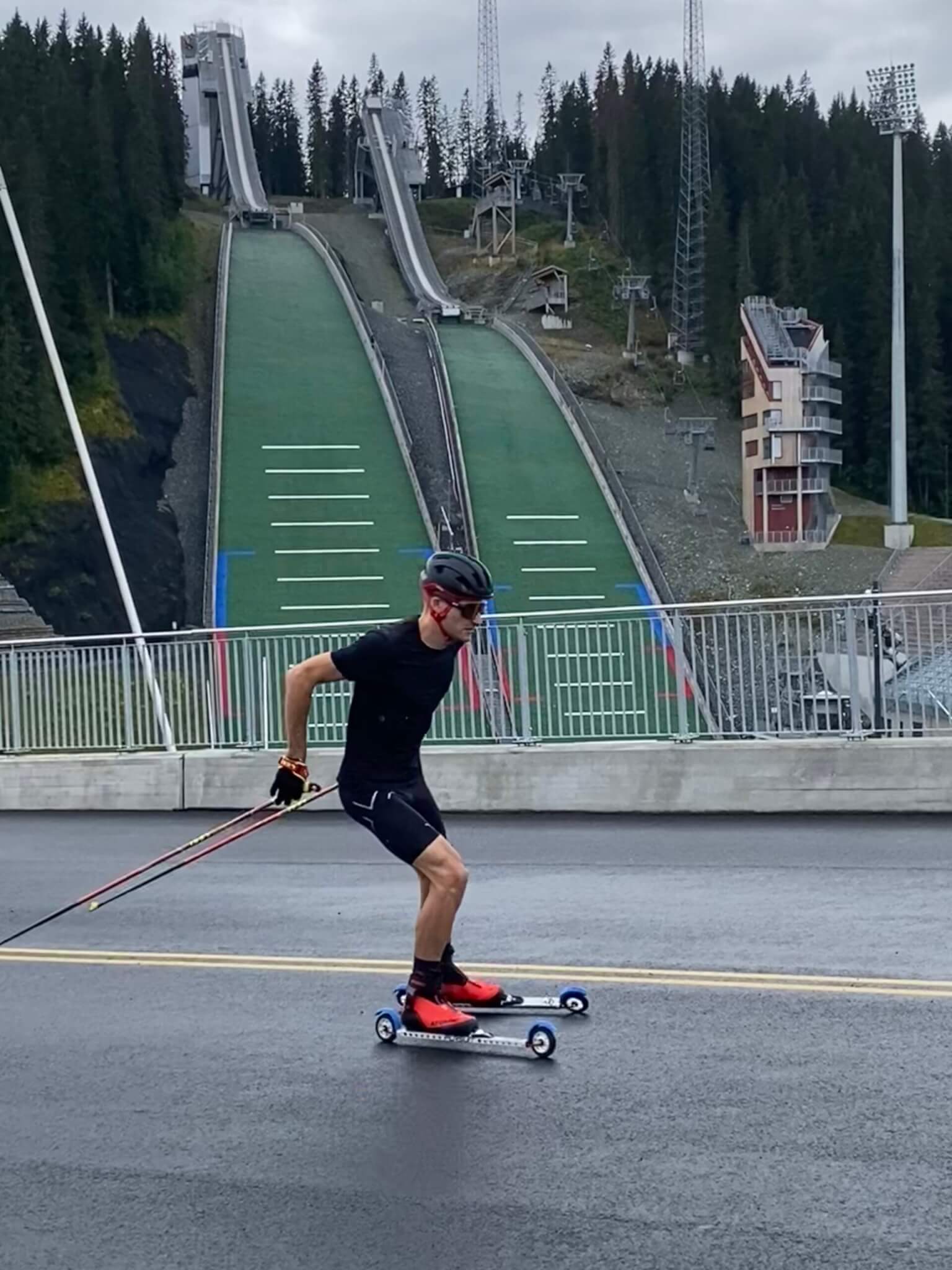 Nordic Combined US Olympian Ben Loomis training in Trondheim, Norway this summer alongside members of the Park City Ski & Snowboard Team.