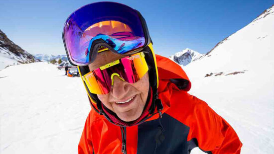 Junior Bounous enjoys a sunny day of skiing at. Snowbird.