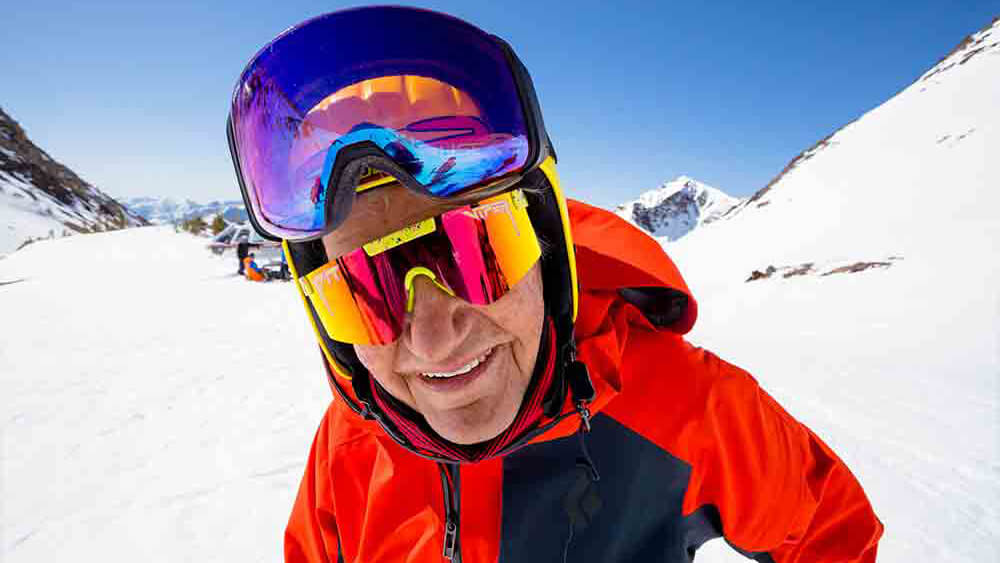 Junior Bounous enjoys a sunny day of skiing at. Snowbird.