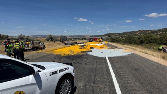 500 gallons of paint spilled on I-80 in a crash on Monday.