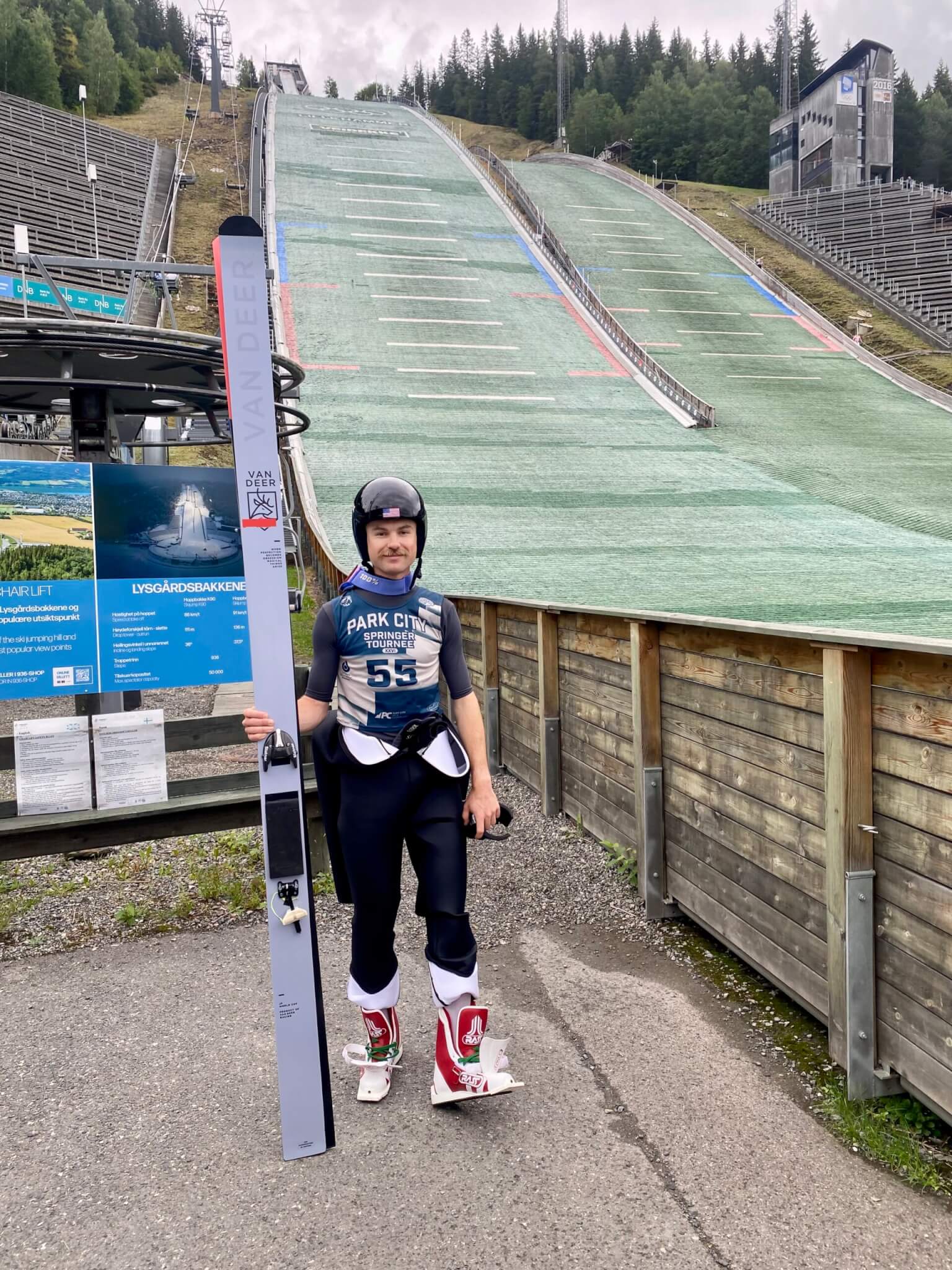 Parkite, Olympian Casey Larson living and training in Lillehammer, Norway and wearing his Springer Tournee bib.