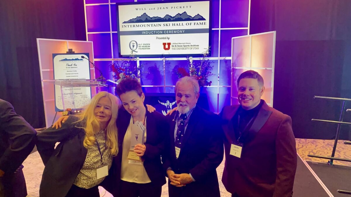 (L-R) Her Mom Miranda Van, Intermountain Ski Hall of Fame Inductee Lindsey Van, Her Dad Barry Van, and her Brother Brandon Van at the ceremony.