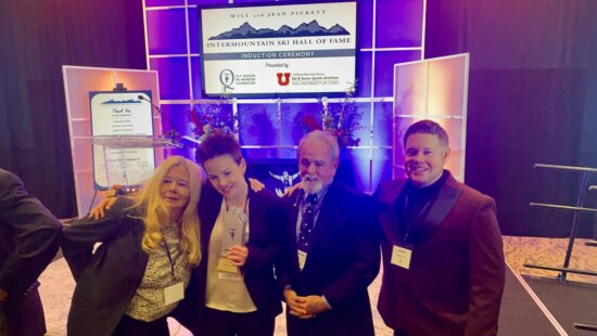 (L-R) Her Mom Miranda Van, Intermountain Ski Hall of Fame Inductee Lindsey Van, Her Dad Barry Van, and her Brother Brandon Van at the ceremony.