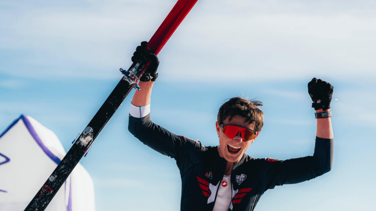 Park City's Griffin Briley, pictured here winning a previous event, will compete at Skimo World Cup at Solitude this weekend.