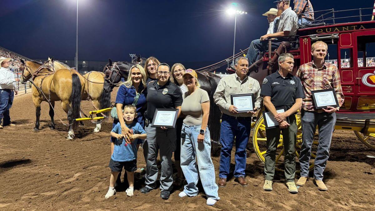 Detective Anel Maldonado was honored tonight at the Mountain Valley Stampede Rodeo for her service in law enforcement.