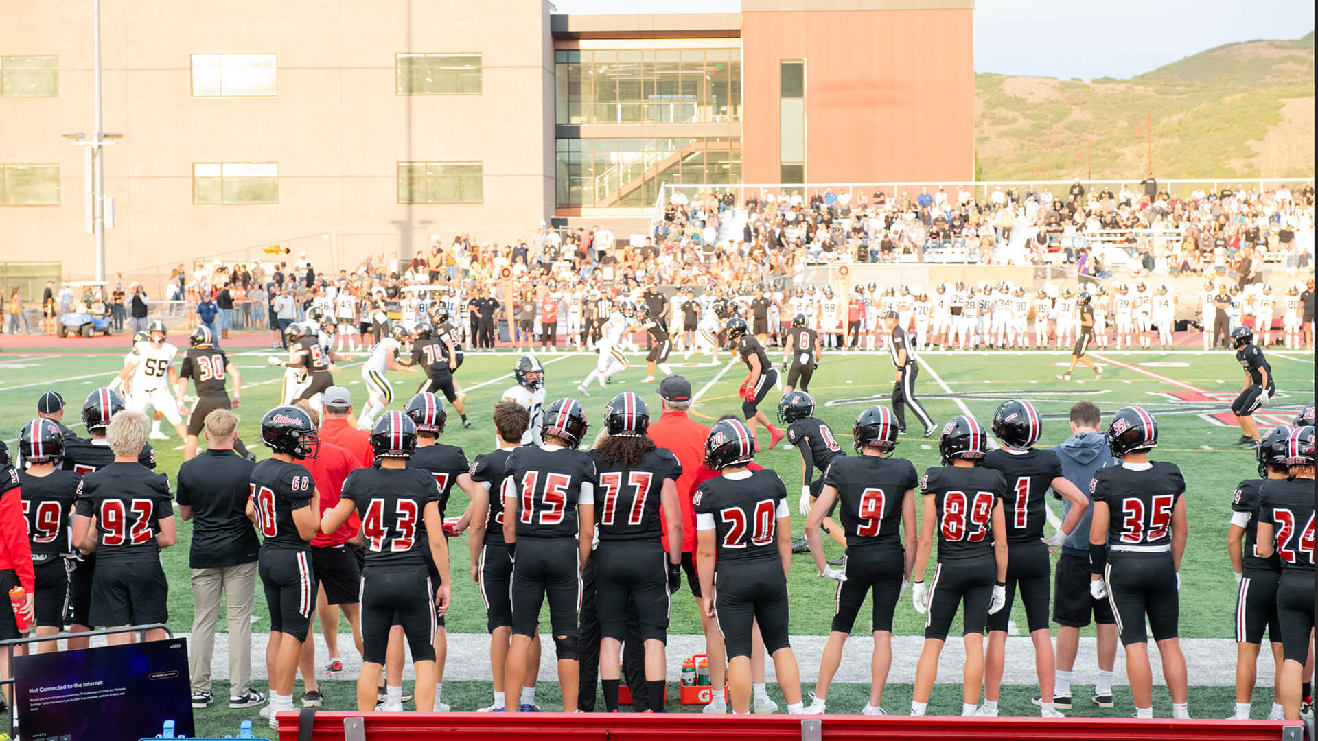 Park City Miners narrow victory against the Wasatch Wasps, 28-23, at Dozier Field, Park City High School