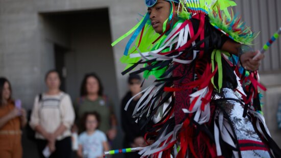 A dancer performs at the Indigenous Art Market & Festival at the Natural History Museum of Utah in Salt Lake City. The annual event returns Oct. 11–12, featuring 50 Native artists from more than a dozen tribes.