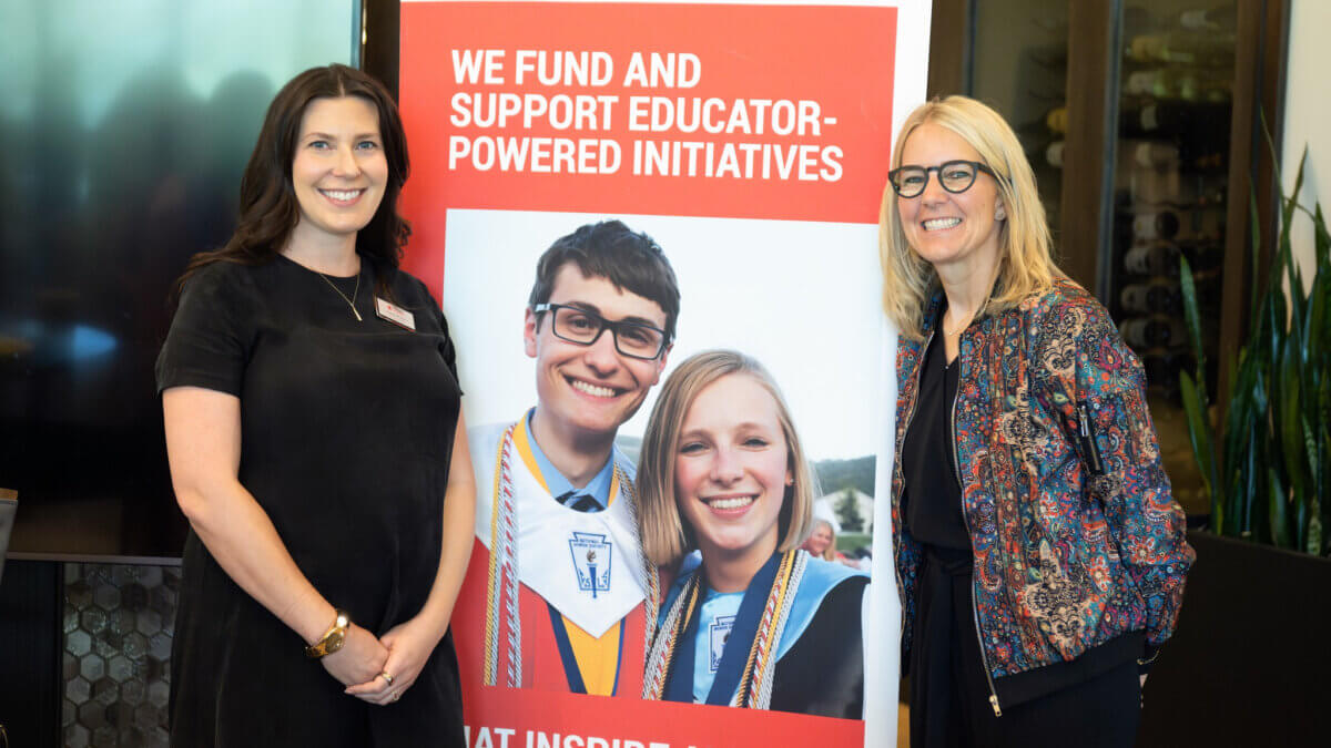 Ingrid Whitley, president and CEO of the Park City Education Foundation, and Park City School District Superintendent Lyndsay Huntsman at a recent Scholar Circle event.