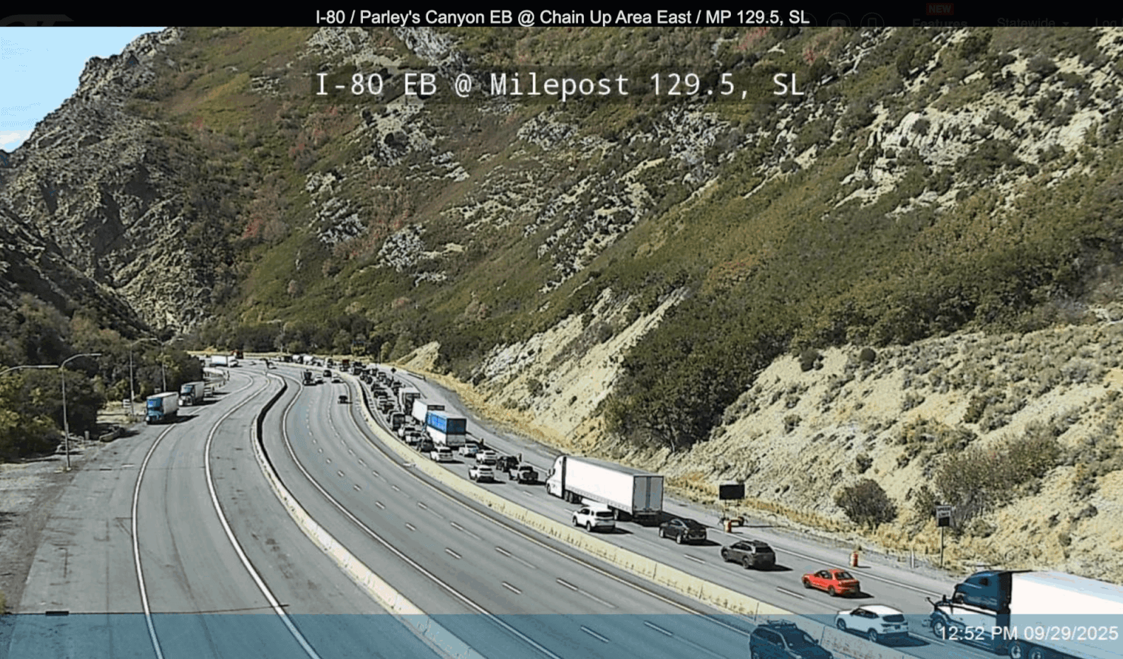 Traffic backed up on I-80. 