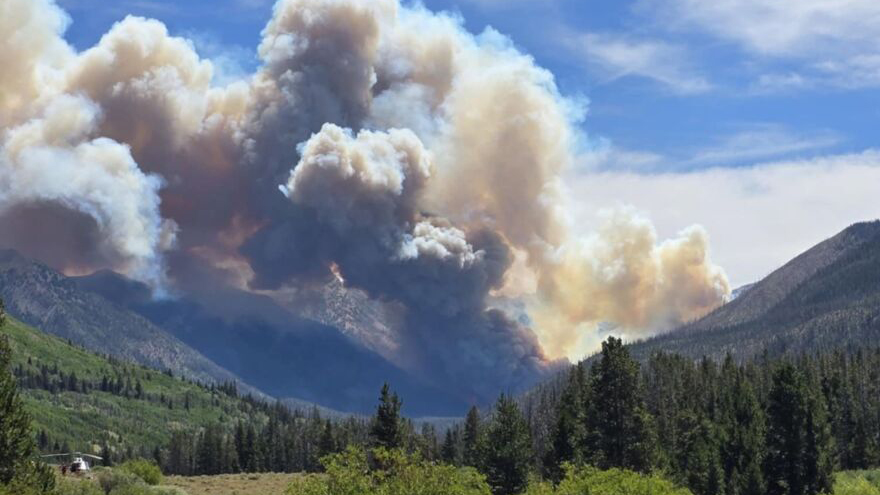 Smoke rises from the Beulah Fire.