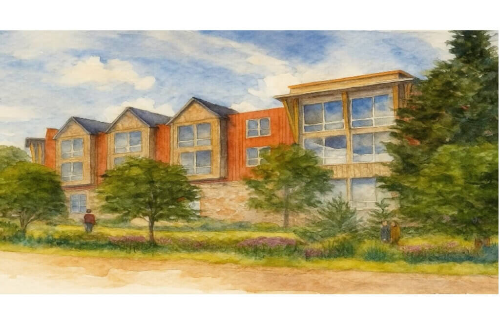 Sketch for a mixed-use development on five vacant acres in Bonanza Park.