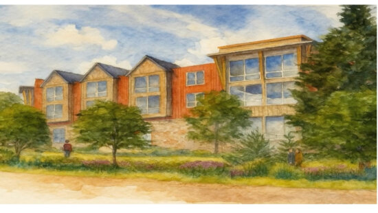 Sketch for a mixed-use development on five vacant acres in Bonanza Park.