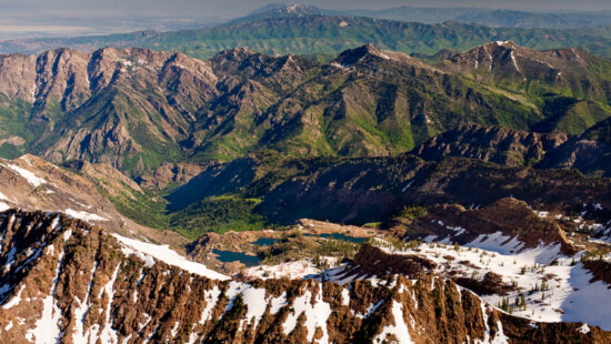 An aerial view of the Wasatch Mountains.