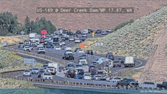 Traffic on SR 189 after Monday's crash.