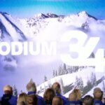 Fraser Bullock, CEO of the 2034 organizing committee, presenting the Podium34 donor initiative.