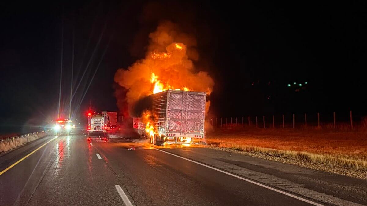 Semi-truck fire near mile marker 156 on I-80 eastbound