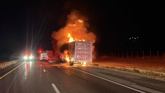 Semi-truck fire near mile marker 156 on I-80 eastbound