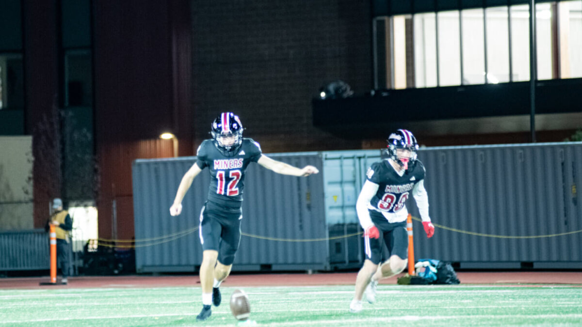 Tanner Pidwell winds up for a kick while playing against Timpananogos on October 9, 2025.