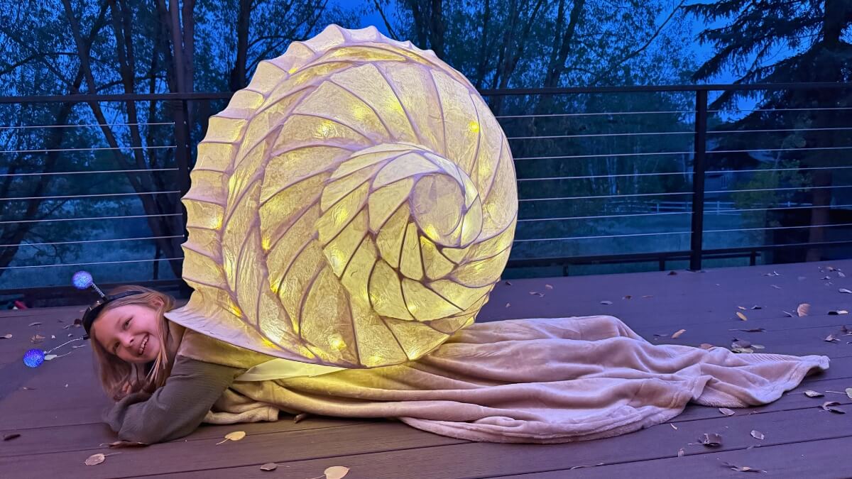 Ten-year-old June in her snail costume for this year's Halloween.