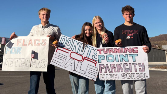 Members of Park City High School's recently revitalized Turning Point USA club during a fundraiser for veterans.