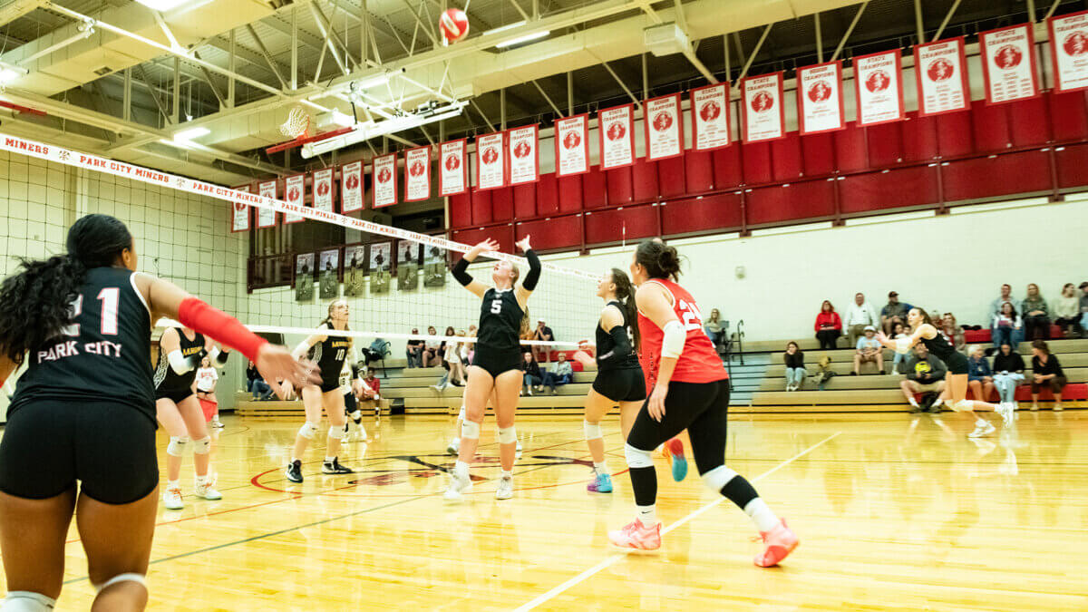 Park City High School Vollyball vs. Murray High School in previous game this season on their road to the playoffs.