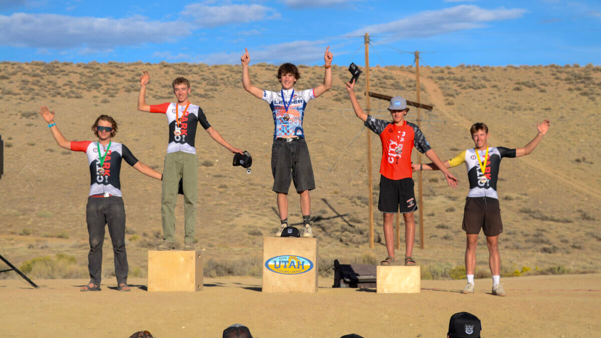 Boys Varsity Podium in Vernal including riders from the Park City High Schools Mountain Bike Team.