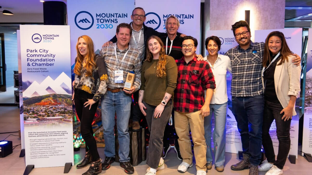 Representatives from the Park City Chamber of Commerce & Visitors Bureau, Park City Community Foundation, and ReFED celebrate their MT2030 Climate Action Collaboration of the Year award for the Zero Food Waste Restaurant Cohort.