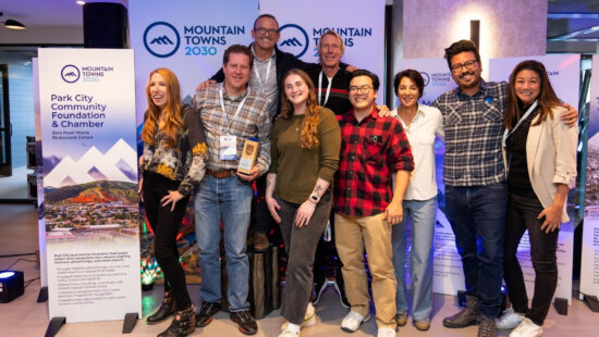 Representatives from the Park City Chamber of Commerce & Visitors Bureau, Park City Community Foundation, and ReFED celebrate their MT2030 Climate Action Collaboration of the Year award for the Zero Food Waste Restaurant Cohort.