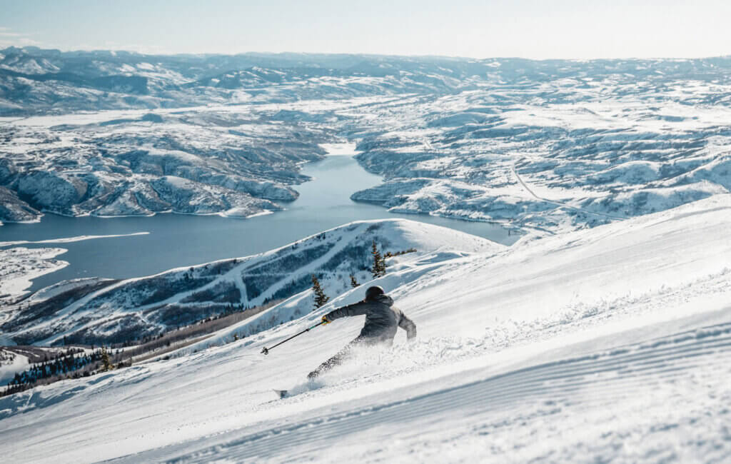 Freshly groomed terrain on the new Deer Valley East Village