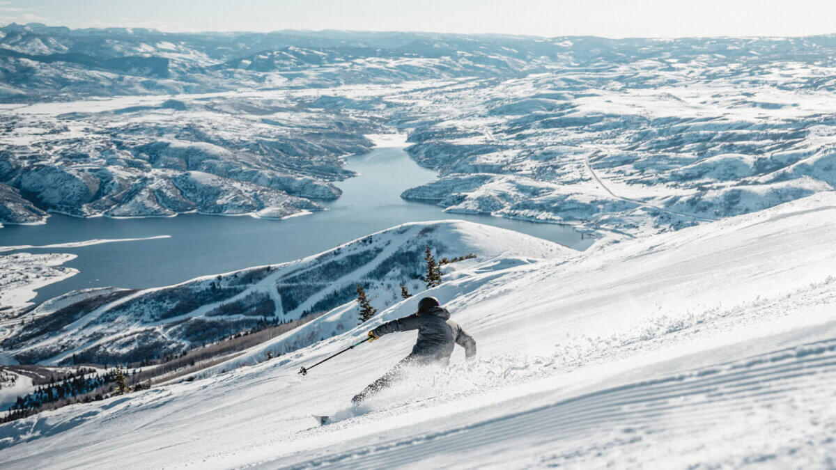 Freshly groomed terrain on the new Deer Valley East Village
