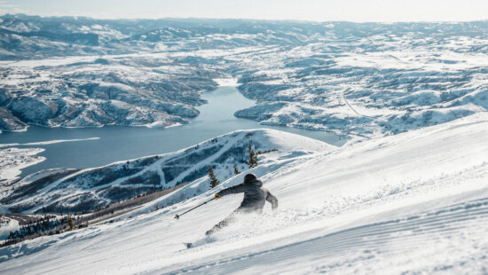 Freshly groomed terrain on the new Deer Valley East Village